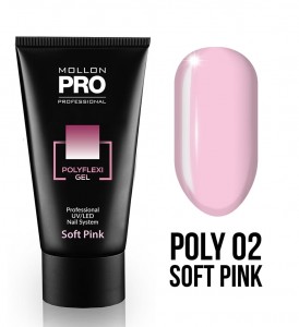 Гель для моделирования MOLLON PRO POLYFLEXI GEL COLOR - SOFT PINK 02 (60 ml)